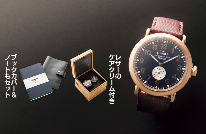 <strong>13.ISETAN</strong>［イセタン［SHINOLA］シャイノラ］（1名）<br />今年の5月に日本初上陸したシャイノラ。洗練と無骨さを併せ持つ「ランウェル」は、次世代のメイドインUSAを体現していると、早くも注目を集めています。本来は別売りのブックカバー、ノートもこだわりの米国製。クォーツ。径47mm。SSケース。レザーベルト。<br />色は写真の色のみ。