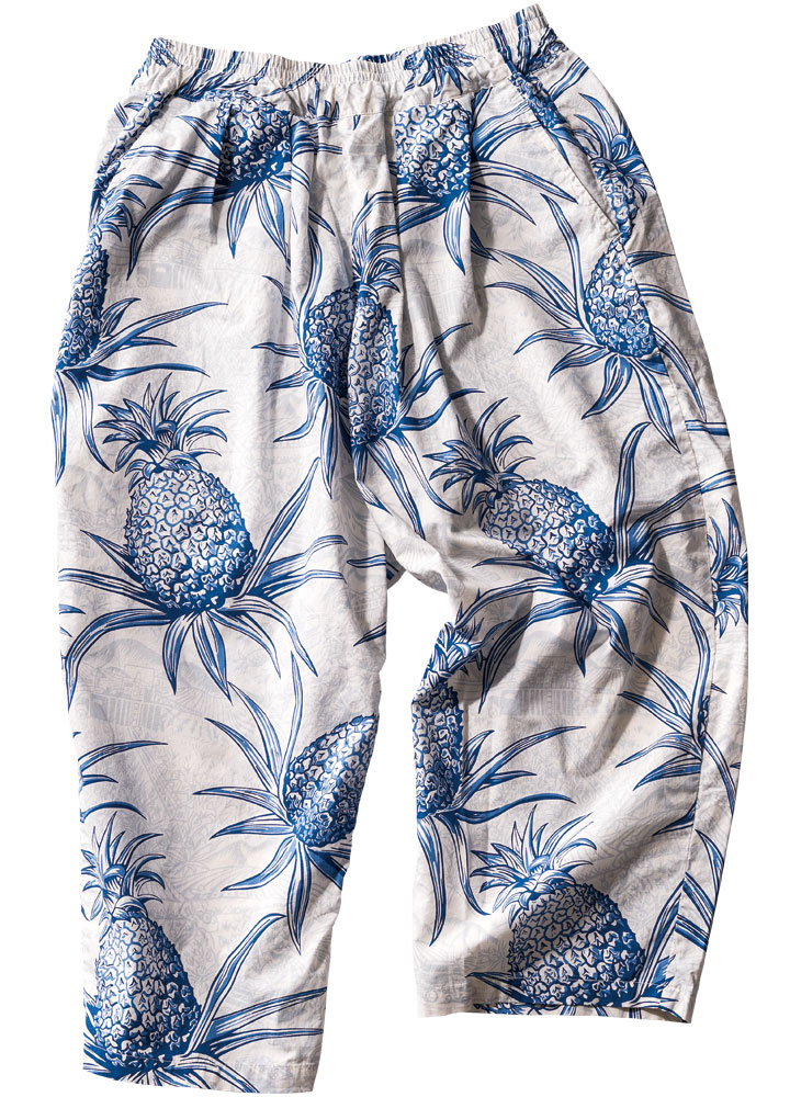 ゴールドのコットンハワイアンバルーンパンツ