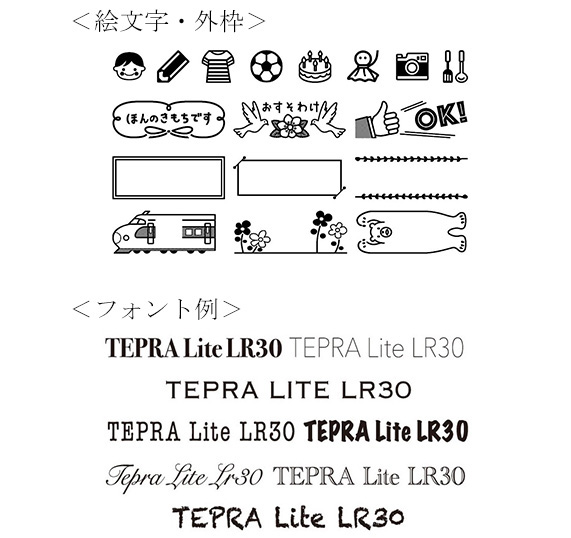 キングジムのテプラ ライト LR30のフォント例
