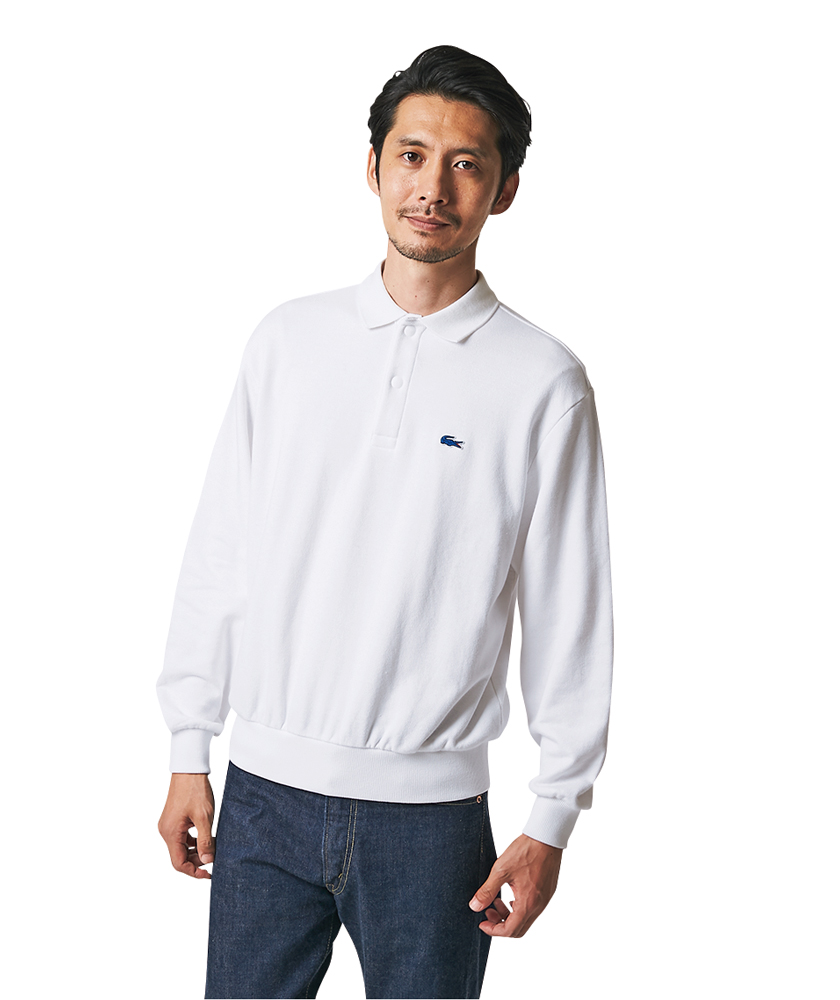 LACOSTE × SHIPS［ラコステ×シップス］スウェット ロングスリーブ ポロシャツ モデル着用