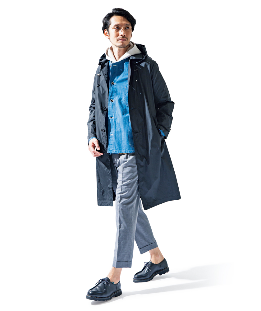 NIGEL CABOURN フレンチワークノーカラーシャツ