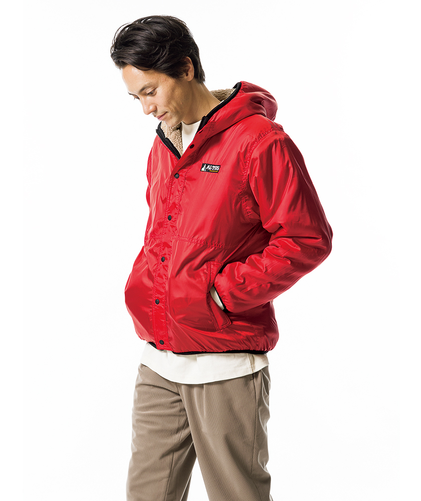 アルタス マウンテン ギア×ジーンズファクトリーのリバーシブル ボアパーカ