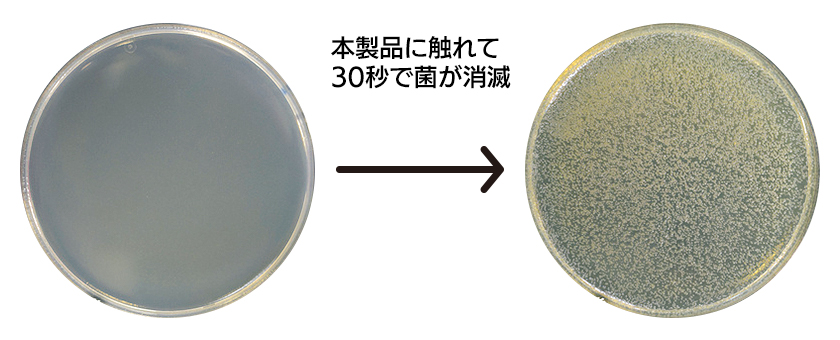 本製品に触れて30秒で菌が消滅