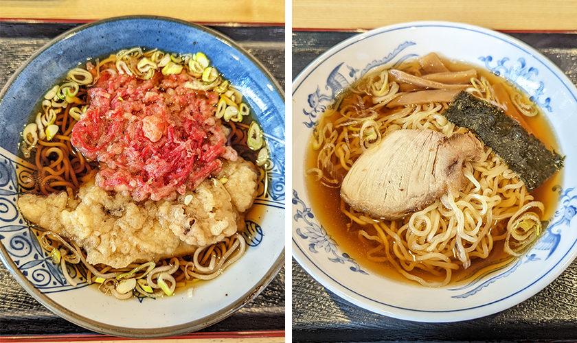 三松のゲソ天＋紅生姜天そばとラーメン