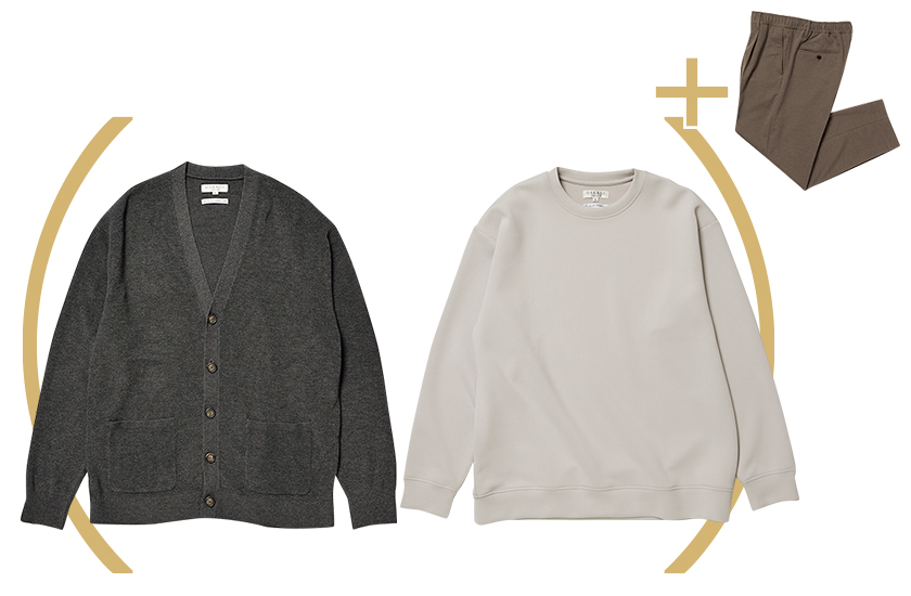 ORIHICA オリヒカのナナゴーキュースラックスのカーディガンスタイル