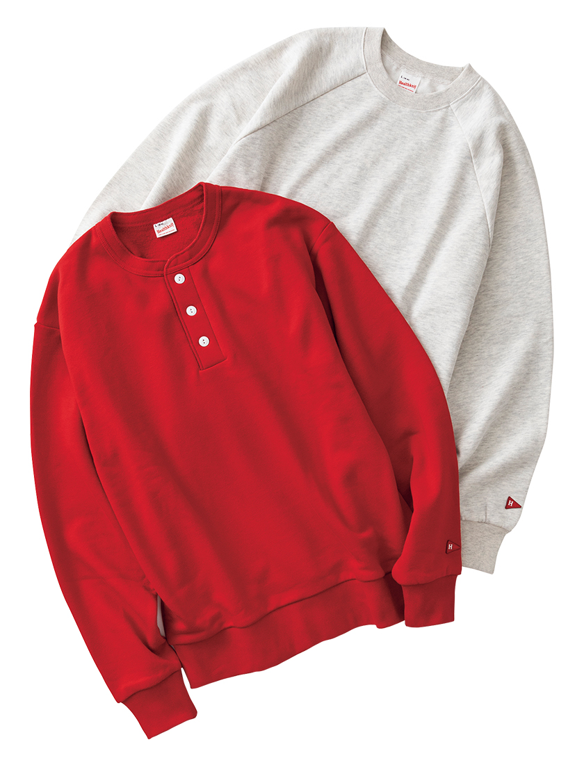 Healthknit ヘルスニットのクラシックスウェット ヘンリーネック クルーネック