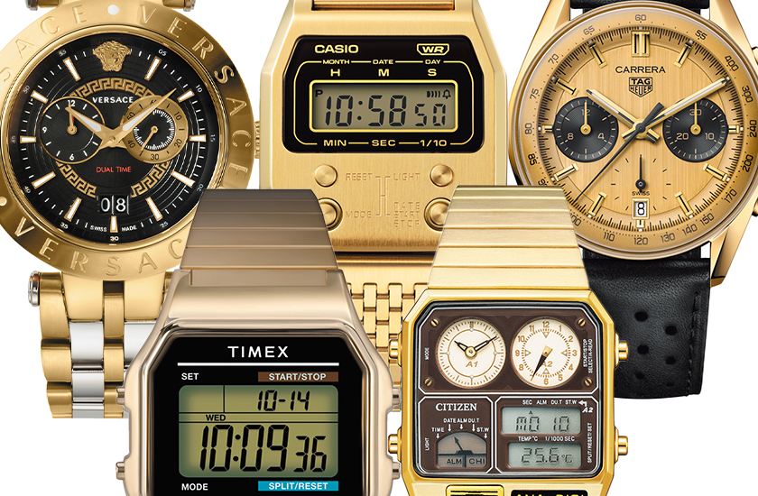 金時計 TAG HEUER タグ・ホイヤー カレラ クロノグラフ CASIO カシオ A1100G-5JF CITIZEN シチズン アナデジテンプ TIMEX タイメックス クラシック デジタル VERSACE ヴェルサーチェ ブイレース デュアルタイム ROLEX ブライトリング キング・マイダス
