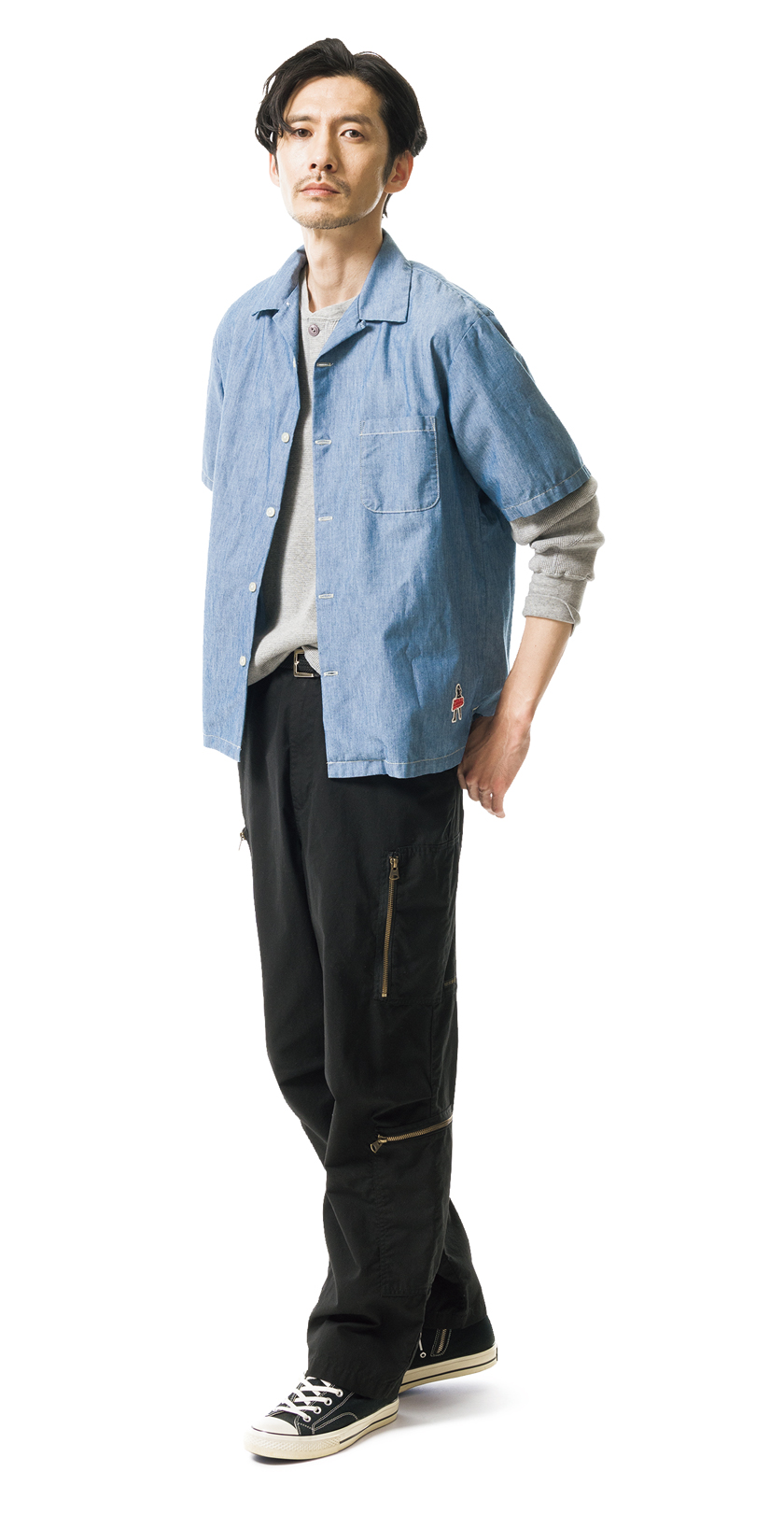 HYSTERIC GLAMOUR ヒステリックグラマー シャンブレーオープンカラーシャツ
