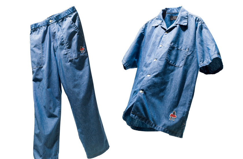HYSTERIC GLAMOUR ヒステリックグラマー シャンブレーオープンカラーシャツ シャンブレーイージーパンツ