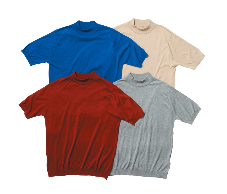 JOHN SMEDLEY ジョンスメドレー モックネック半袖コットンニットTシャツ