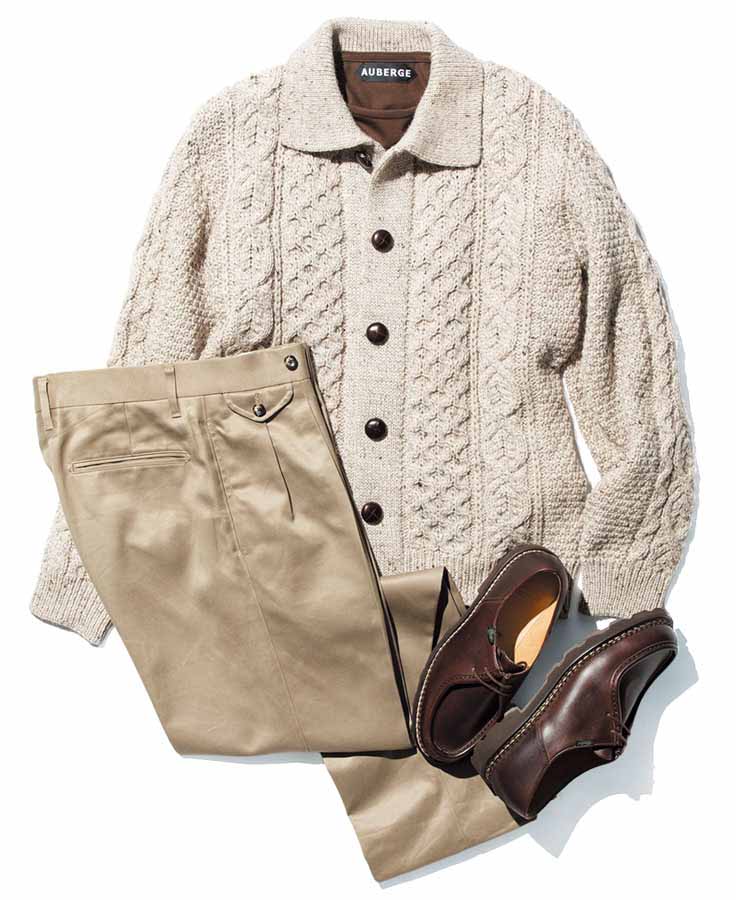 ローゲージニットで力の抜けた上品コーデ