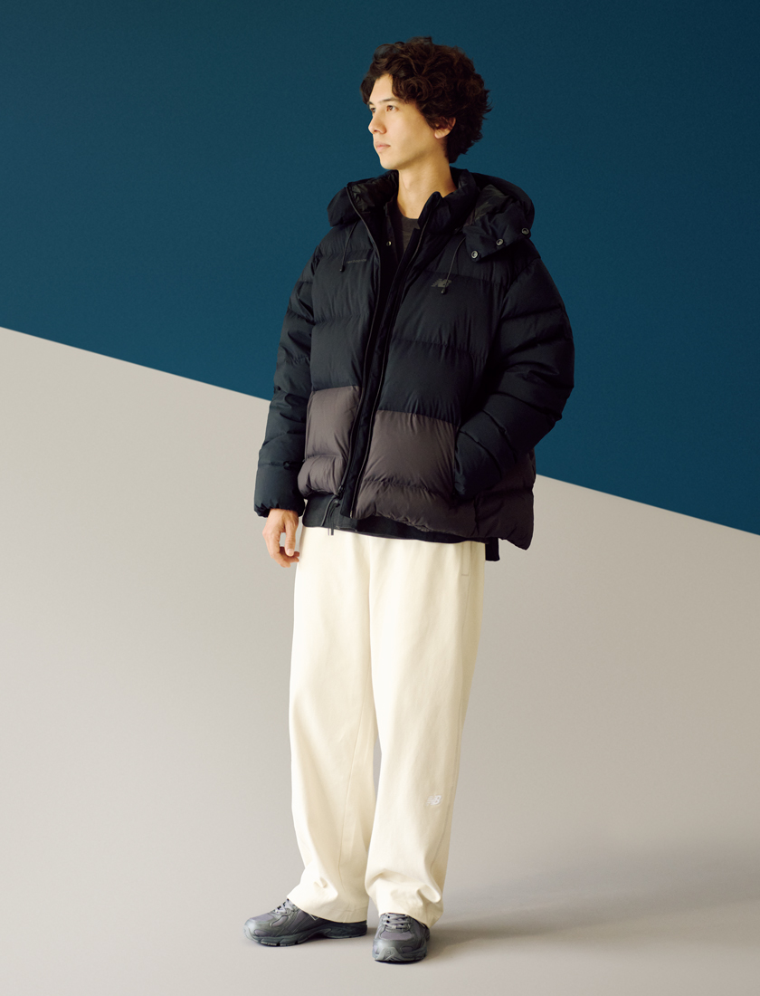 NB GREY エヌビー グレー カラーブロック ダウン ジャケット