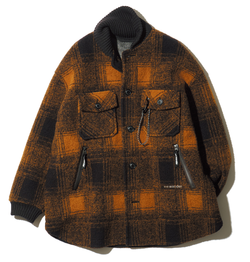 and wander アンドワンダー ウールシャギー ジップジャケット