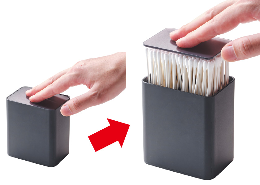 山崎実業のポップアップ式綿棒ケース タワー