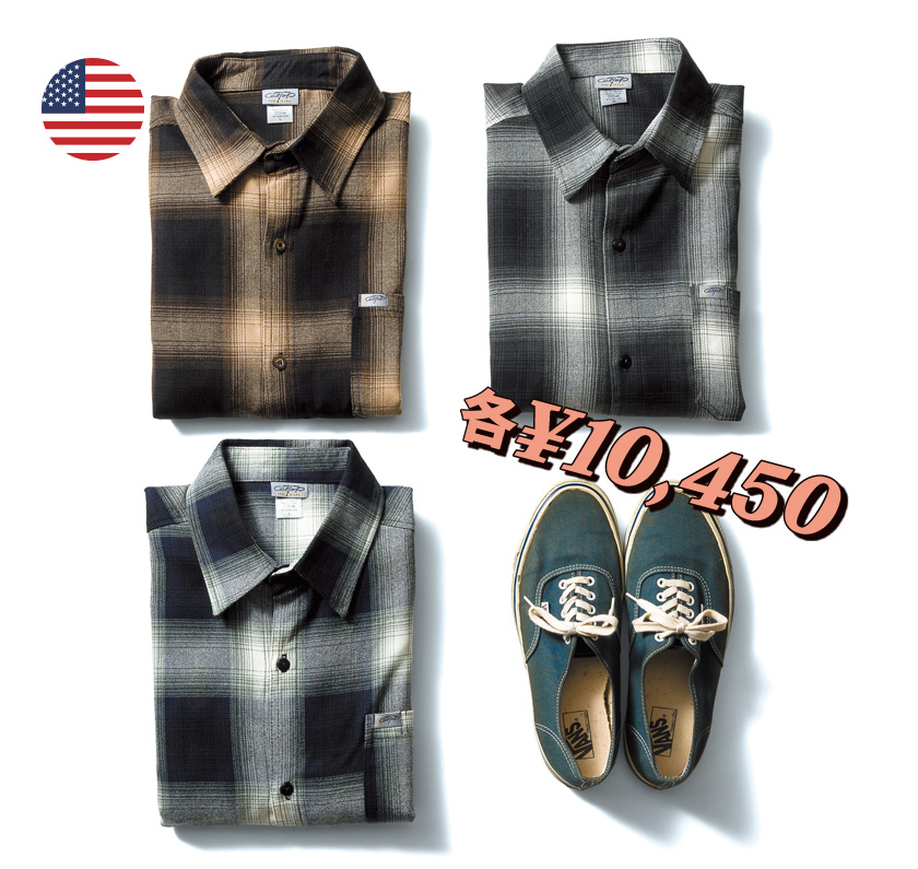 キャルトップ オンブレチェック フランネル シャツ