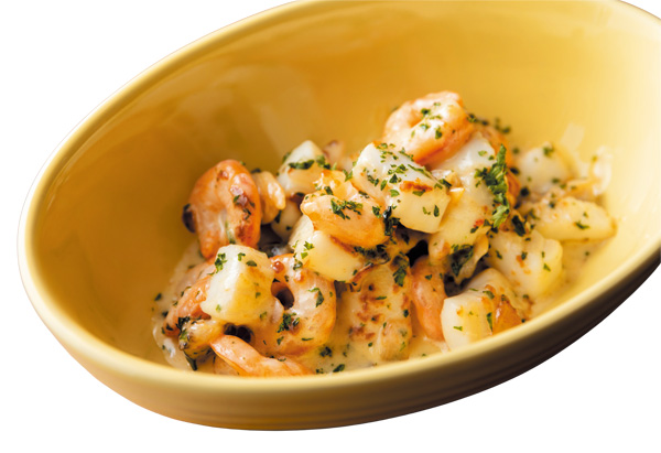 シーフードミックスの白いペスカトーレ