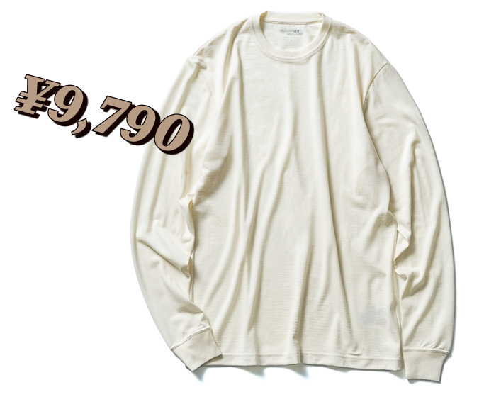 鎌倉シャツ　メリノウールＴシャツロングスリーブ