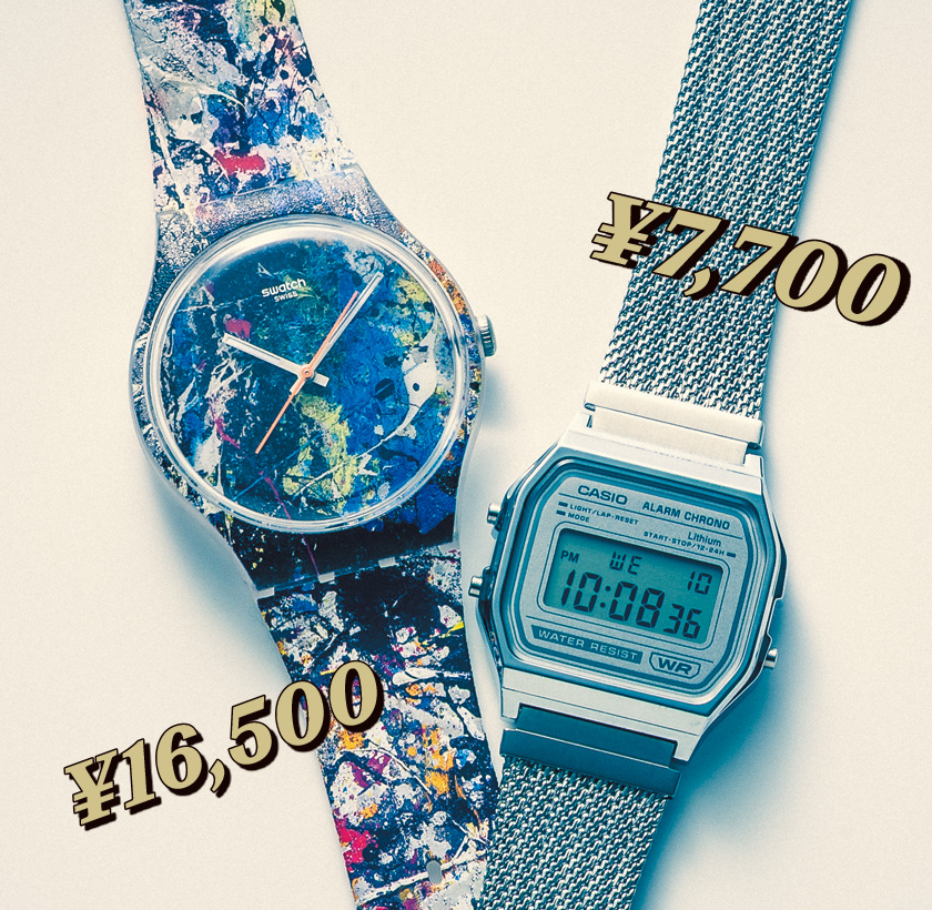 カシオ クラシック A158WEM-7JF_スウォッチ × グッゲンハイム コレクション　ポロックス アルケミー