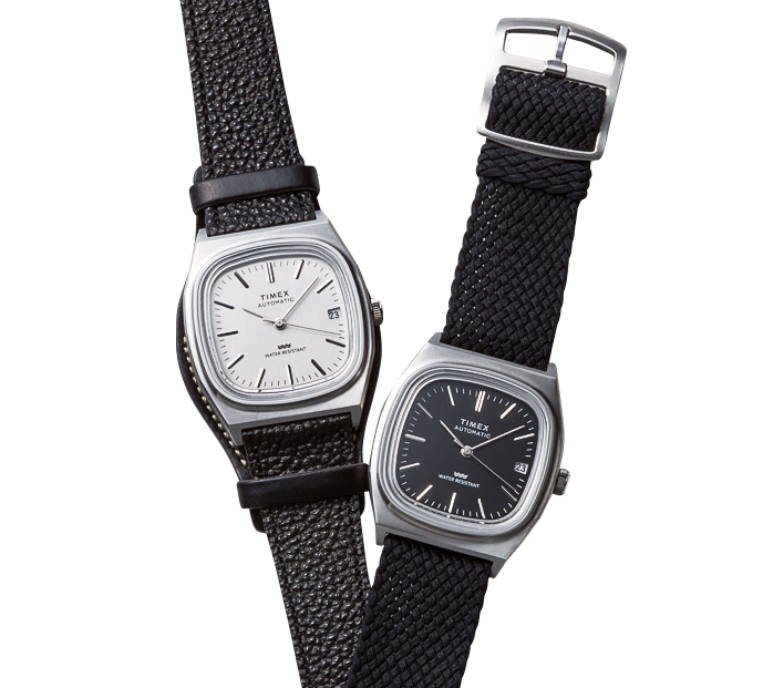 現行Eラインの蛇腹ブレスをレザー&パーロンベルトに変えて