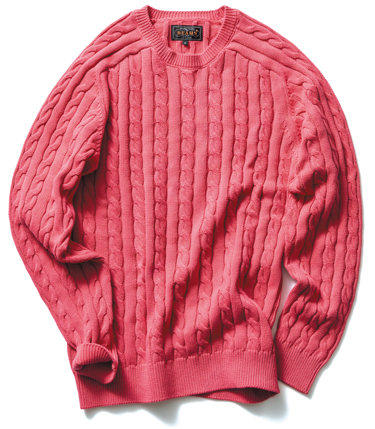 ビームス プラス　コットン ケーブルニット