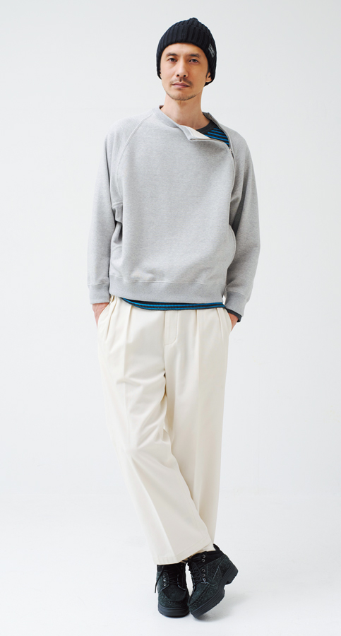ハバーサック　クルーネックシームジップ スウェットシャツ