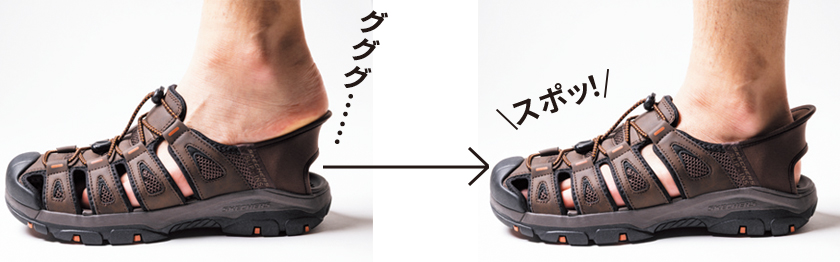 お馴染みテクノロジーで、かがまず履けちゃう